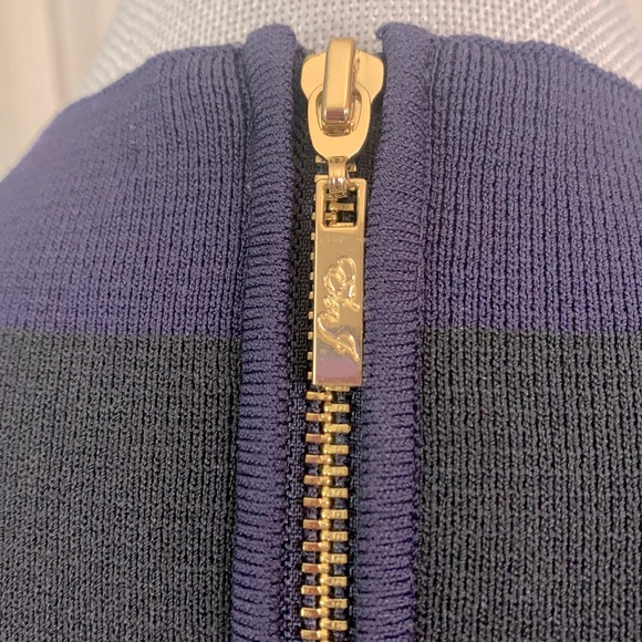 ELIZA J Color Blocking stripes high neck sleeveless exposed gold zip back size 4 - Picture 5 of 11